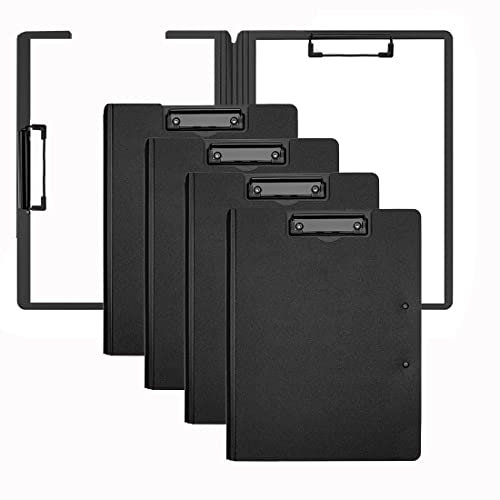 Pechor 4Pcs A4 Klemmbrett Ordner, Doppelclip Schreibbrett mit PVC Bedeckt Klemmbrett mit Metallklemme, Klapp-Klemmbrett Für Büros, Klassenzimmer, Krankenhaus und Bibliothek