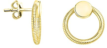 SOFIA MILANI - Damen Ohrringe 925 Silber - vergoldet/golden - Geriffelter Kreis Ohrstecker - E1607