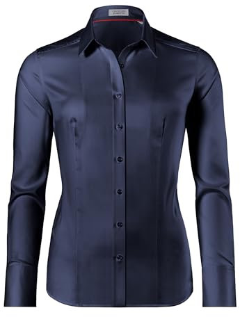 Vincenzo Boretti Bluse, modern-fit/leicht tailliert, Hemdkragen, Twill - bügelleicht dunkelblau 36