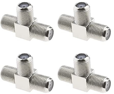 EMSea 4 Stück 3-Wege F Buchse Splitter Koaxial-Adapter F-Typ Buchse auf Buchse Splitter Stecker Koaxial Antenne TV Kabel Adapter für TV Video Antennenkabel