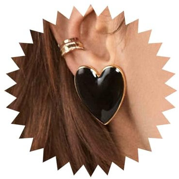 Yienate Herz Emaille Ohrringe Ohrstecker Mode Geometrische Liebe Herz Braut Ohrringe Leichtes Schwarzes Herz Aussage Ohrringe Hochzeit Prom Ohrringe Schmuck Für Frauen Und Mädchen