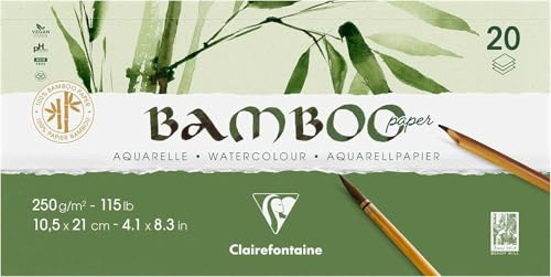 Clairefontaine 975912C bloc collé 2 côtés Bamboo 20 Feuilles 21x10,5cm 250g