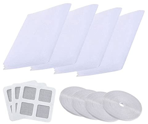 4 Pezzi Zanzariera per Finestra 1.5mx1.3m,Rete per Zanzariera Finestra Zanzariera per Finestra Anti Insetti,con 4 Nastri Autoadesivi(bianco)
