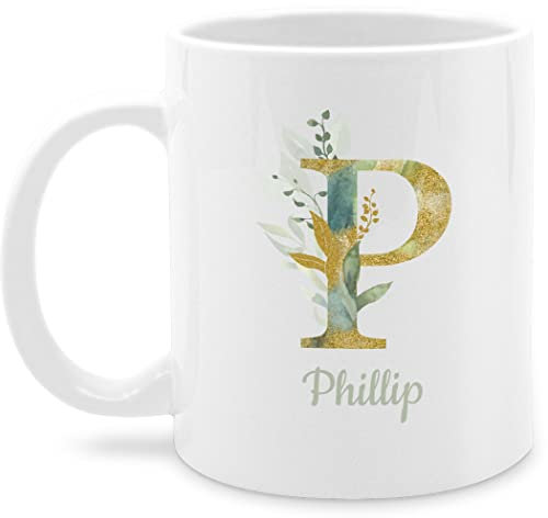 Tasse Tassen 325ml - Anfangsbuchstabe Name - Namens Geschenk - 325 ml - Weiß - personalised mug buchstabentasse buchstaben letter kaffeetasse buchstabe namenstasse initialen letters teetasse