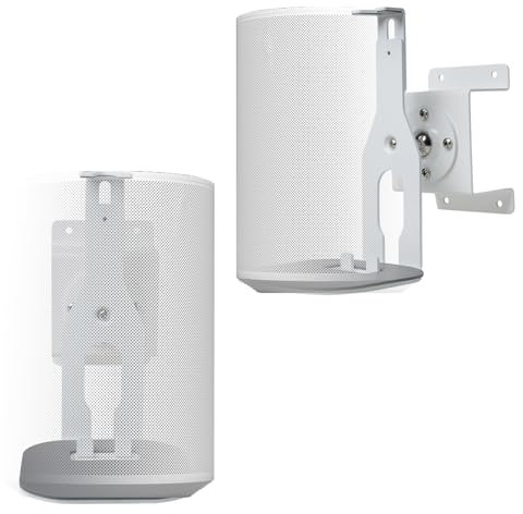 shinar Métal Lot de 2 Supports muraux Compatible avec Sonos Era 100,Sonos One,One SL et Play:1 Orientable jusqu'à 360°,Inclinable -70°/+70° Rotation sans vis de réglage Blanc