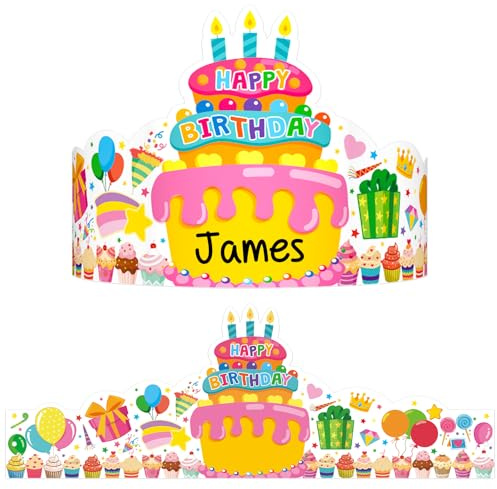 TENDFINE 36 Pack Birthday Crowns for Kids Colorful Paper Party Hats Birthday Crown Set for Teachers Students Classroom