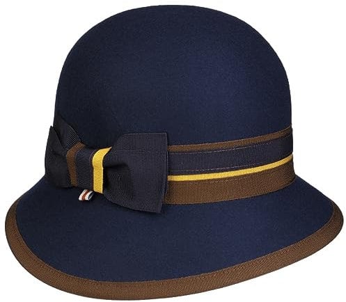 bedacht Mivanta Wool Damenhut Wollhut Glockenhut Wollglocke Damenglocke Damen - Made in Italy mit Ripsband Winter Herbst-Winter - One Size dunkelblau