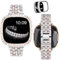 VISOOM Kompatibel mit Fitbit Sense/Versa 3 Armband für Damen mit Schutzhülle, Luxuriöse Bling Diamant Edelstahlband Ersatz für Fitbit Versa 3/Fitbit Sense,Silber/Roségold