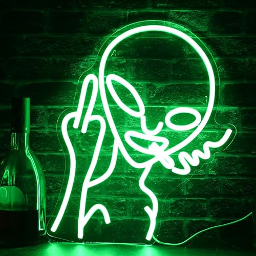 Alien Neon Sign, LED Neon Light for Wall Decoration, Party, Bar, Bedroom, Game Room, Christmas Decoration Neon Lights (Green)
