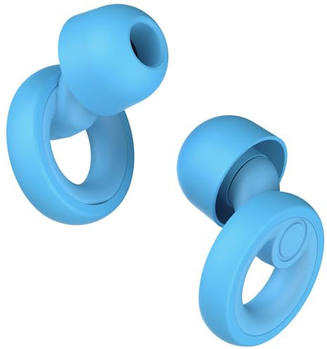 JAYINE Ear Plugs for Sleep, Reusable Soft Silicone Earplugs Hearing Protection, 30dB Noise Cancelling Ear Plugs for Sleeping, Work, Study or Travel - Ear Tips in XS/S/M/L - Blue
