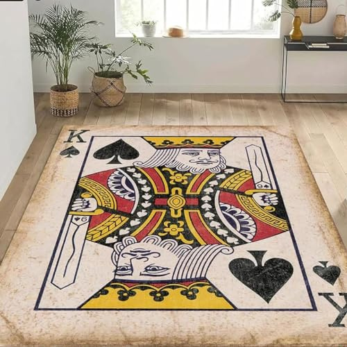 Buohwiwe 3D Teppich Kartenspielen - Modern Schlafzimmer Flanell Teppich Kartenspielen Wohnzimmer Teppich - Dekoration Carpet rutschfeste Teppiche 80x160 cm