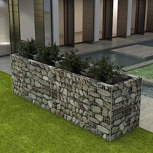 Gabionen Wandgitter Stabmattenzaun Metallgitter Gartenzaun Metall Gabionen-Hochbeet Stahl 360×90×100 cm