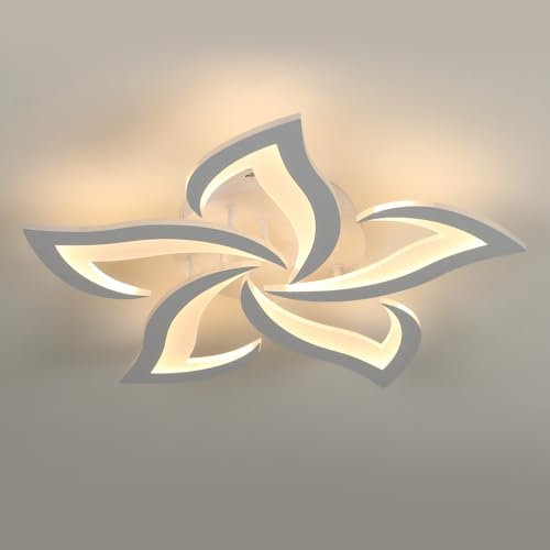 Comely Lamparas de Techo, Modernas Plafon LED 60W 6750LM, Diseño Forma de Flor Lampara de Techo Para Dormitorio Salon Comedor Baño Cocina Pasillo, Luz Blanca Cálida 3000K, Diámetro 60cm, Blanco