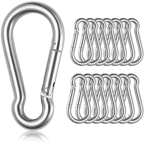 Czkonore 15 Stück Karabiner Set, 6 x60mm Klein Karabinerhaken Belastbar bis 180kg, Karabinerhaken für Schlüsselanhänger, Camping, Hängematte, Hundeleine, Camping, Reisen,Wandern