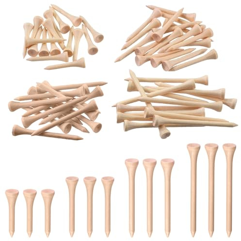 Rustark 180 Stück 4 Größen Golf Tees Sortiment Set langlebiger Bambus Golf Tees Holz Golf Tee weniger Reibung Holz Tees reduzieren Reibung Golf Tees für Golf Training Golfer professionelle