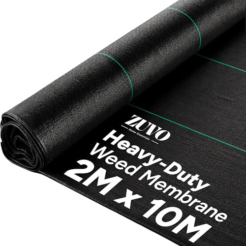 Zuvo Weed Membrane 2M x 10M - Heavy Duty 110 GSM Weed Control Fabric | UV Stabilised Garden Membrane | Breathable Landscape Sheet for Patios, Driveways, Flower Beds - Ground Cover Weed Barrier