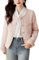 Manteau en Tweed pour Femme Cardigan Court à Boutons Cardigan à Manches Longues Veste décontractée élégante Veste Courte Slim Bureau Veste Courte à Carreaux (Rose,L)