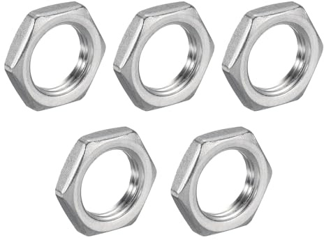 QUARKZMAN 5Stk Guss Rohr Fitting Sechskant Kontermutter 304 Edelstahl Sechskant Kontermutter 1/2 Innengewinde (DN15) für Festwasser Besen und Unterboden Reiniger