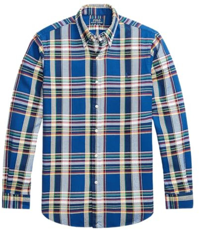 POLO RALPH LAUREN Men's Classic-Fit Plaid Brushed Flannel Shirt, Blue Mu, Large