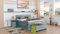 Boxspringbett Dion 240x220, VS-Hellblau, 7-Zohnen Taschenfederkernmatratze, Ergoflex - Inklusive Aufbau - Deutscher Hersteller