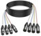 XMSJSIY Câble audio XLR 4 canaux - 3 broches XLR mâle vers femelle - Câble patch - Câble de raccordement pour scène en direct, enregistrement, studios - 2 m - 6,5 ft (4 canaux)