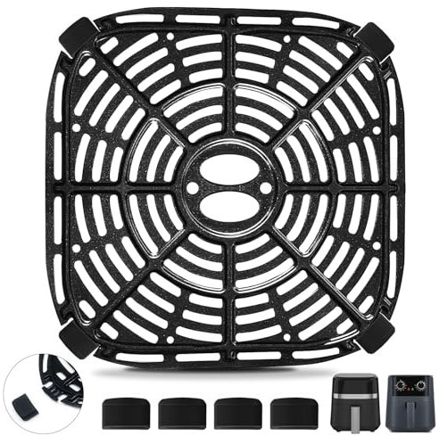 GWYXC Air fryer Replacement Parts for BLACK+DECKER Purify 4QT Air Fryer, Upgrade 7.87×7.87 IN Air Fryer Pan Crisper Plate Accessories Tray Rack for Holstein Housewares 4.4QT Green Life 4.5QT Air Fryer