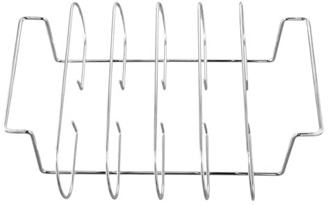 Rib Rack Pork for Smoker, Spareribs Grill Holder, Holds Up to 5 Baby Back Ribs, Roasting and Rib Holder Stainless Steel Attachment for Smoking, Gas Smoker or Charcoal Grill (31 cm x 25 cm x 7.3 cm)