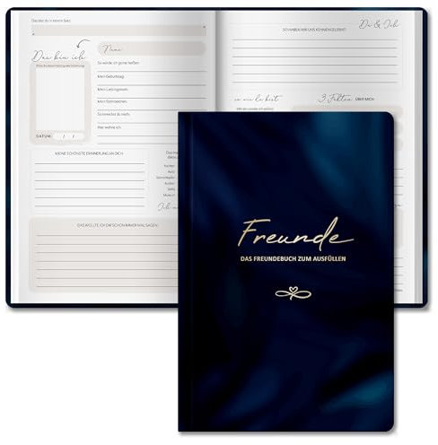 BIROYAL Freundebuch für Erwachsene - Freundschaftsbuch Erwachsene für 30 Freunde, Familie, Kollegen und Wegbeleiter - A5 Poesiealbum Erwachsene zum Ausfüllen - Beste Freundin Geschenke