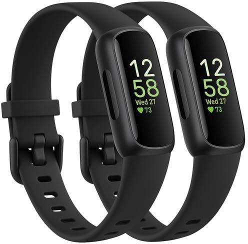 YLK Bracelet Compatible avec Fitbit Inspire 3, Bracelets de Sport Réglables en Silicone Souple, Résistants, Bracelet de Rechange pour Fitbit Inspire 3 (Noir/Noir)