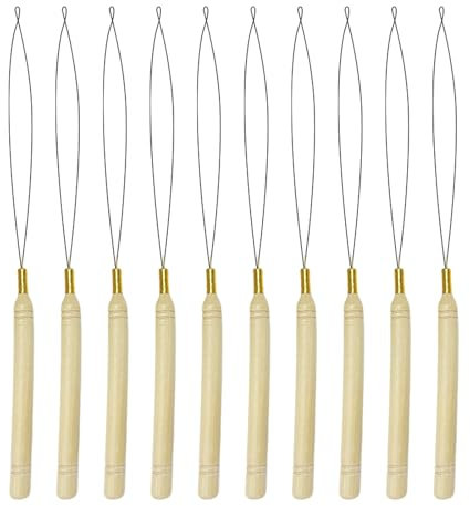 Asheyya 10 Pcs Nano Extension Bead Loop Threader, Nano Ring Tool for Hair or Feather Extensions