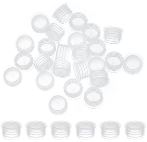 PATIKIL Salt and Pepper Shaker Stoppers 15mm/0.59, 50Pcs Plastic Salt Shaker Plug Replacement Reusable Clear Round End Cap for Pots Bottles Pipes