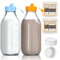 2 Pack Milk Bottle with 2 Pcs Nut Milk Bag, 32 Oz Reusable Glass Bottles with 2 Dispenser Cap and 2 Airtight Lids, Breast Milk Pitcher, Juice container for refrigerator, Water Jug, Syrup, Honey