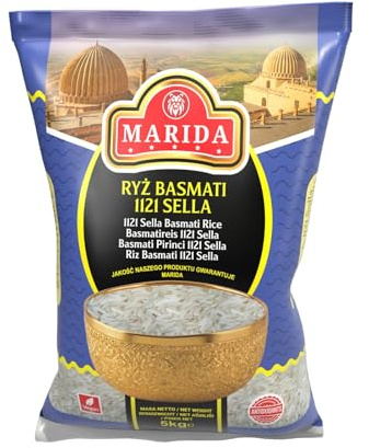 Marida Riz Basmati 1121 Sella, Granulé, Aromatique, 5 kg