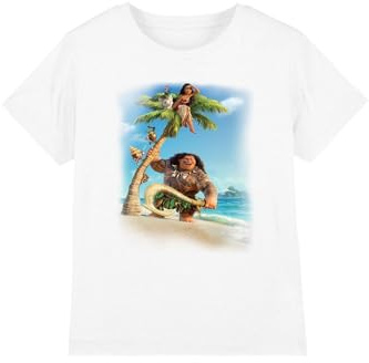 Moana Poster Girls T Shirt, White, 5-6 Years