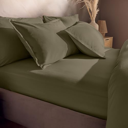 Silentnight Cotton Rich Bed Linen (Sage, Double, Fitted Sheet)