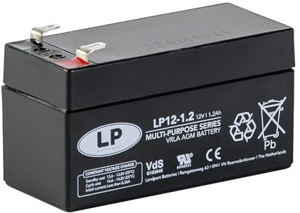 Batterie Rechargeable Landport 12 V 1,2 Ah - Technologie VRLA AGM/Modèle LP12-1.2 - F1/T1 avec Certificat VDS