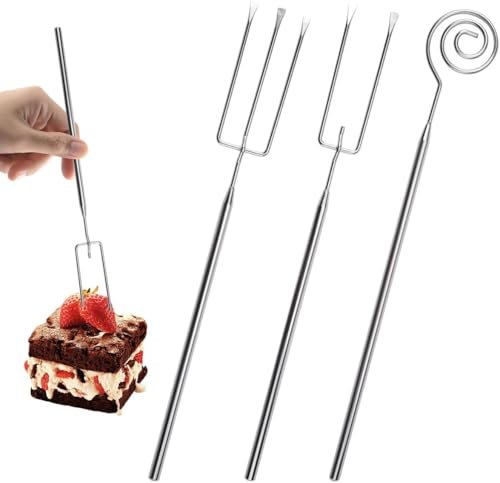 Heanvmyss Tenedores de Praliné,3 Piezas Tenedores de Chocolate de Acero Inoxidable,Cubiertos de Praliné,Tenedor para Fondue,Tenedor de Inmersión para Trufas Artesanales,Caramelos y Salsa de Frutos Sec