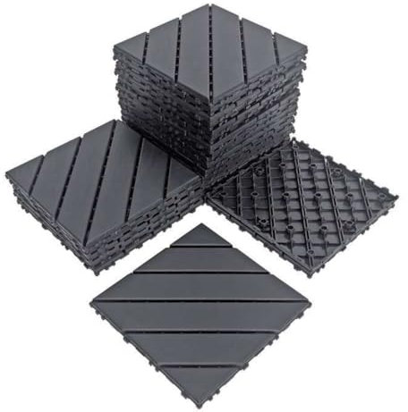 Piastrelle per pavimenti in PVC per esterni, confezione da 10, antiscivolo, impermeabili, per patio, balcone, giardino (30 x 30 cm, 3 stili) (uno stile)