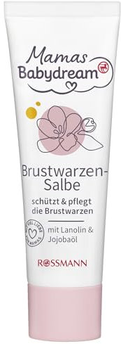 Mama Babydream Brustwarzensalbe mit Lanolin und Jojobaöl, Schützende und Pflegende Salbe für Stillende Mütter