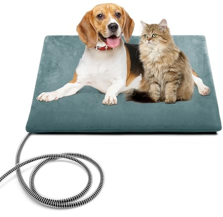 petnf Heizkissen für Haustiere im Freien, wasserdichtes elektrisches Heizkissen, automatische Temperaturregelung, bissfestes Kabel, ideal für Hundebetten, Katzenhäuser, Zwinger-Grau 40 * 50cm