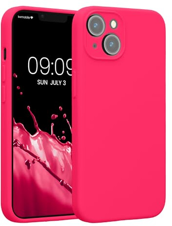 kwmobile Hülle kompatibel mit Apple iPhone 14 - Hülle Silikon gummiert - Handyhülle - Handy Case in Neon Pink