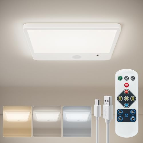 JACKYLED Bewegungsmelder Deckenleuchte, 8000mAh Akku, Magnetisch & Fernbedienung - Für Treppen, Bad, Flur, Schrank