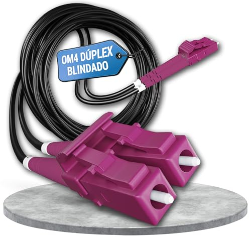 Conectra® - 10m Cavo Fibra Ottica Armato OM4 Duplex Breakout LC/UPC, Bretella Ottica Multimodale 50/125µm, LSZH Interno/Esterno, Prolunga Fibra Cavo Corazzato Patch Rete Industria ⌀3mm Nero