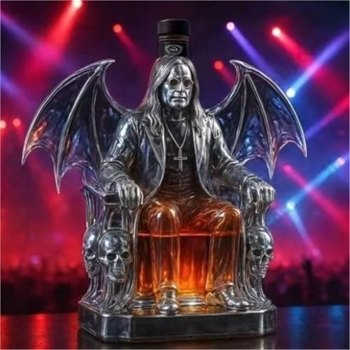 EDXTNKQC Whiskey Decanter - Art Statue, 300ML Black Wing-shaped Whiskey Decanter Sculpture, Artistic Glass Bottle, Home Bar Decoration Ornaments, Creative Glass Wine Dispenser(B)
