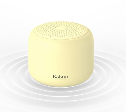 Bobtot Tragbarer Bluetooth-Lautsprecher, kabelloser wasserdichter Lautsprecher mit lautem Stereo-Sound, 15 Stunden Spielzeit, wiederaufladbarer Akku, integriertes Mikrofon mit Gurt (Beige)