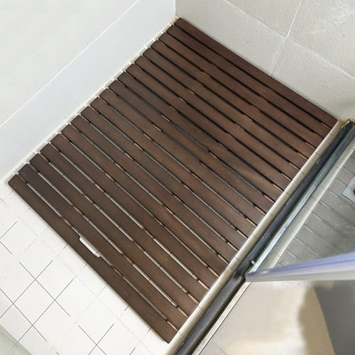 LCANALLYMS Alfombra de Madera para baño, Alfombra de baño y Ducha Madera Nogal Negro, Varios tamaños(40x40cm/16x16in)