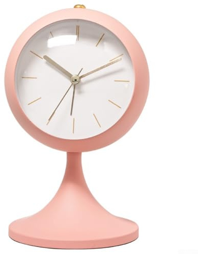 LatoYard Wecker für Schlafzimmer, 11,4 cm, kugelförmiges Trompeten-Design, leuchtendes Gesicht, Metallkörper mit mattierter Oberfläche, rutschfester Boden