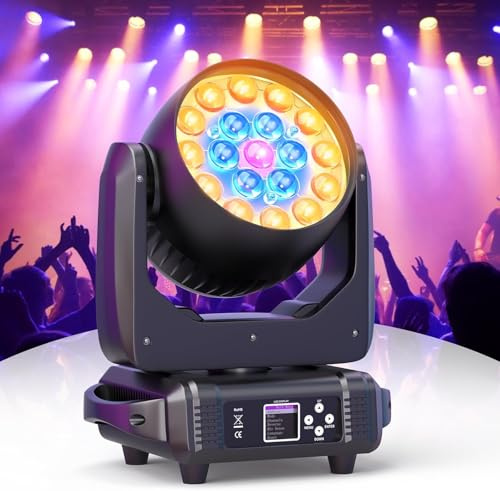 19 X 15W Lyre LED lumière de scène, Zoom Effet Wash 4 en 1 LED Lampe de scène, dmx512 Lumiere Disco de Scène Tête Mobile pour Fête Concert Bar Festival Mariage