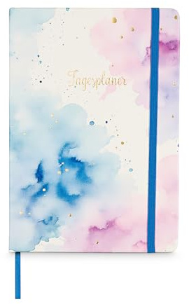 Idena 11378 - Tagesplaner undatiert, 17,2 × 20,5 cm, 368 Seiten mit 1 Tag auf 1 Seite, Terminplaner mit Hardcover-Einband in Blau-Rosa