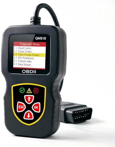 OBD2 Scanner, OBD Scanner Engine Fault Code Reader with 3 Colour LED | Car Diagnostic Tool Check Engine Light & Emissions Readiness Reset Live Data for All OBD II Protocol Cars Since 2003